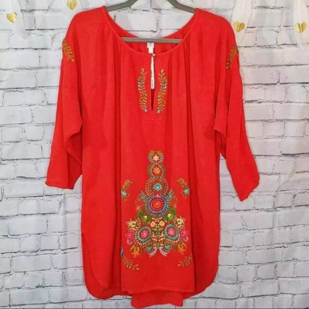 Uncle frank red embroidered tunic